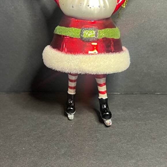 Whimsical Decorative Glass Santa Claus w/ Ice Skates Christmas Tree Ornament 6" - Picture 3 of 6